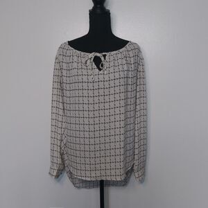 Gibson Tunic Top Polka Dots Zig Zag Keyhole Tie